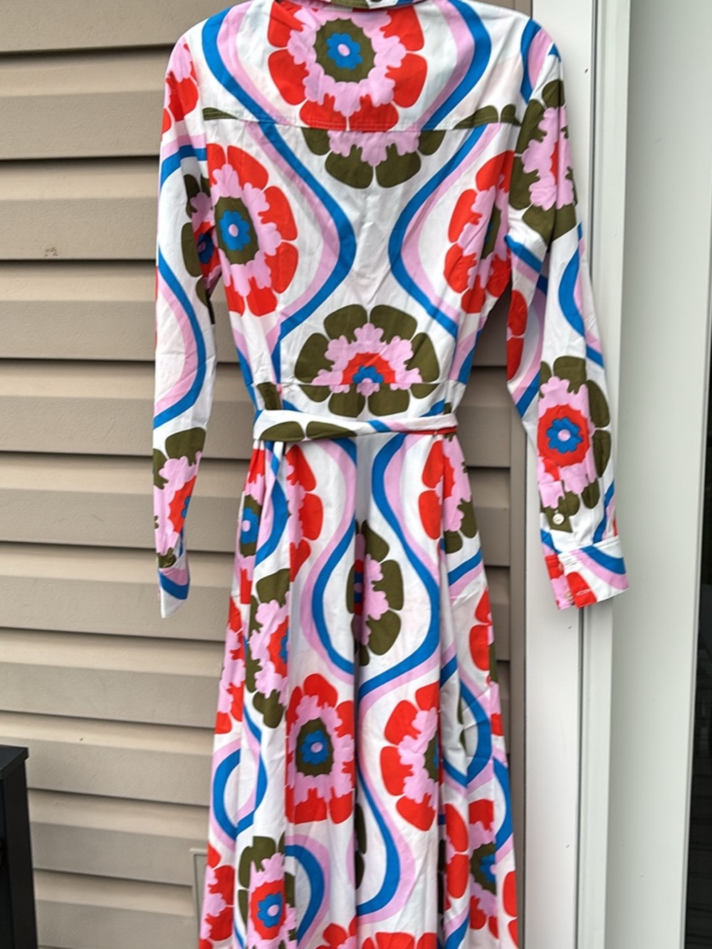 Amy Floral Long Sleeve Cotton Midi Shirtdress Size 10 R - Picture 4 of 4